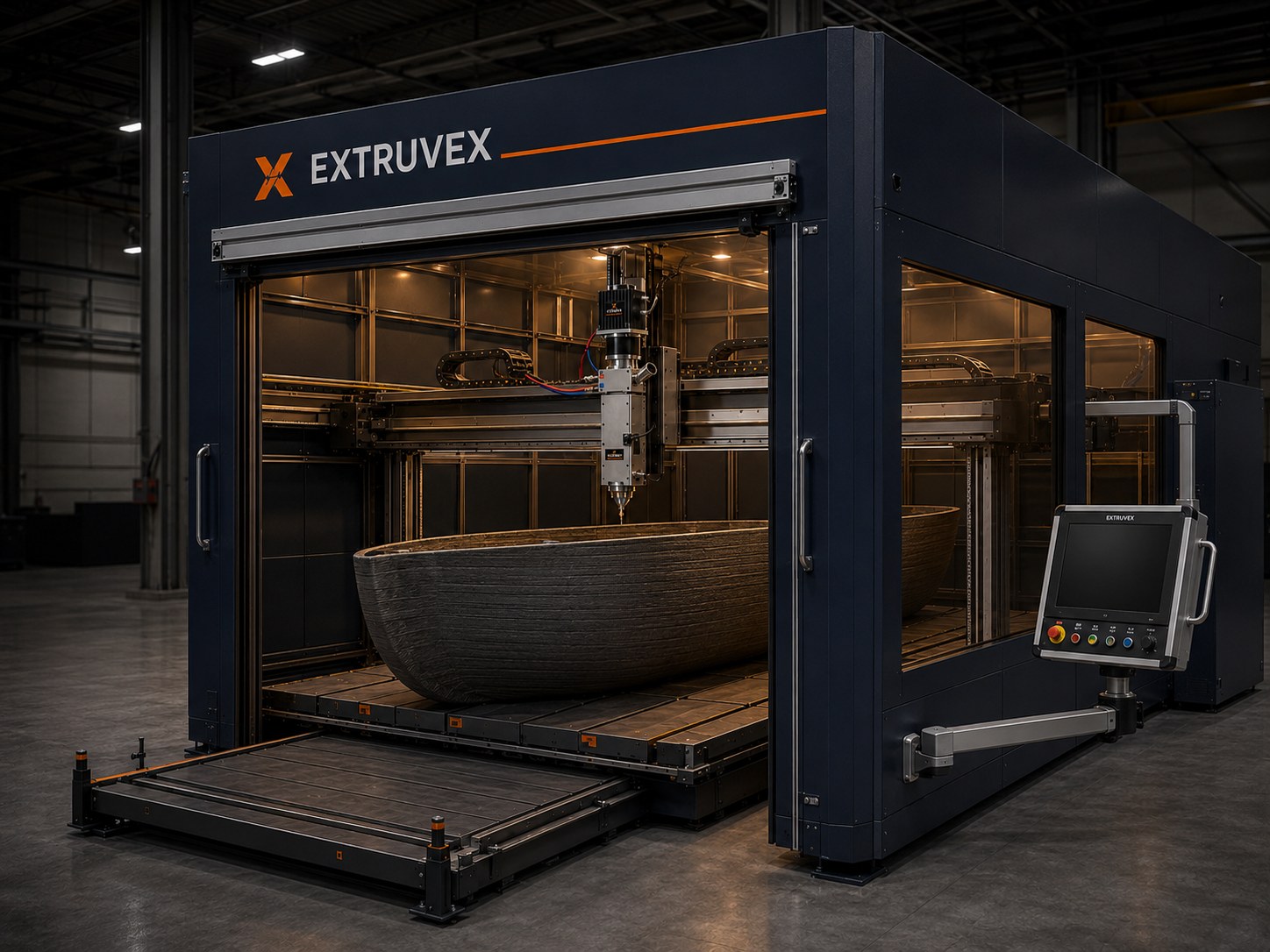 Imprimante 3D LFAM à granulés EXTRUVEX 5×3×2 m — machine complète