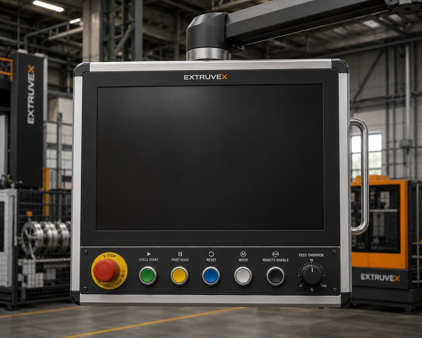 Panneau opérateur HMI EXTRUVEX — écran tactile 21,5 pouces et commandes physiques